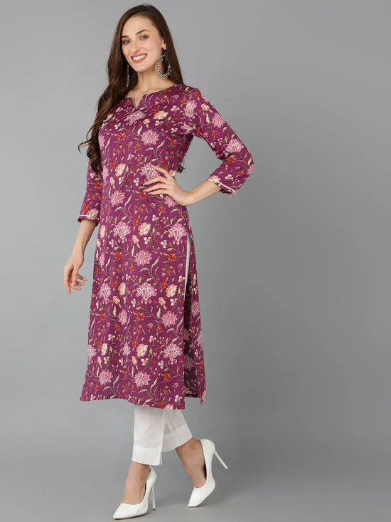 Ahika Women Cotton Blend Printed Floral Kurta-VKSKD1712_XS