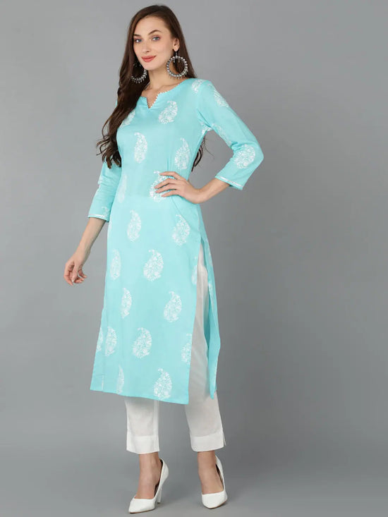 Ahika Women Cotton Blend Printed Paisley Kurta