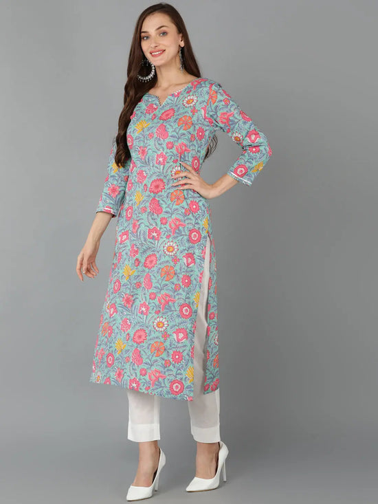 Ahika Women Cotton Blend Printed Floral Kurta-VKSKD1713_XS