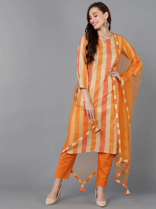 Ahika Women Pure Cotton Checked Printed Kurta