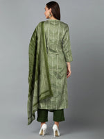 Silk Blend Fern Green Straight Kurta Pant-VKSKD1808_XS