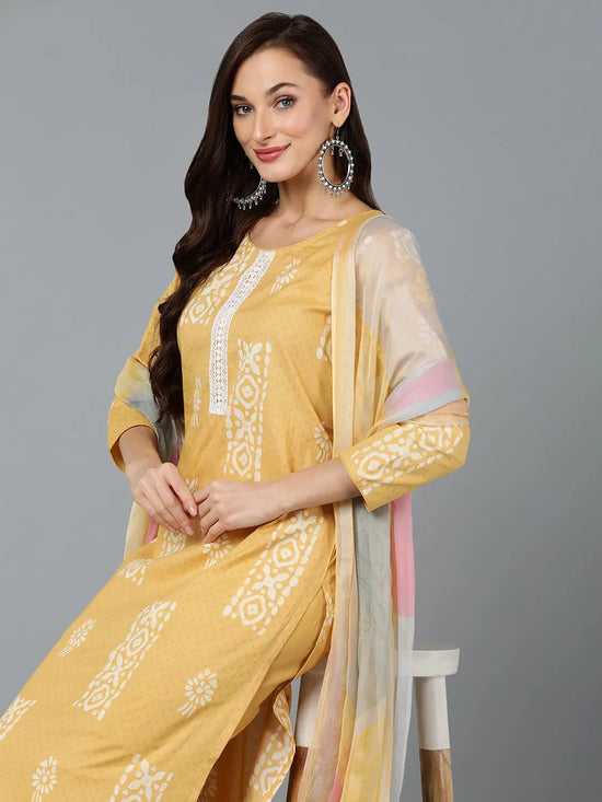 Silk Blend Yellow Straight Kurta Pant With-VKSKD1833A_XS