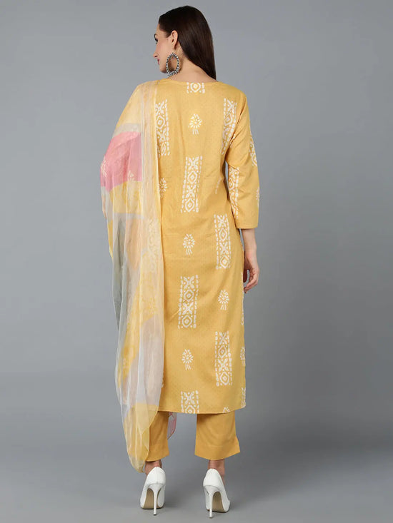 Silk Blend Yellow Straight Kurta Pant With-VKSKD1833A_XS