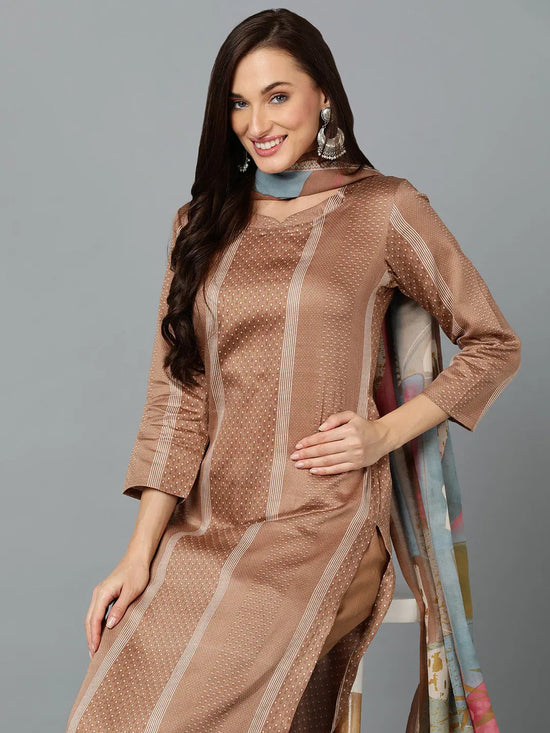 Silk Blend Light Brown Straight Kurta Pant-VKSKD1827_XS