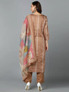 Silk Blend Light Brown Straight Kurta Pant-VKSKD1827_XS