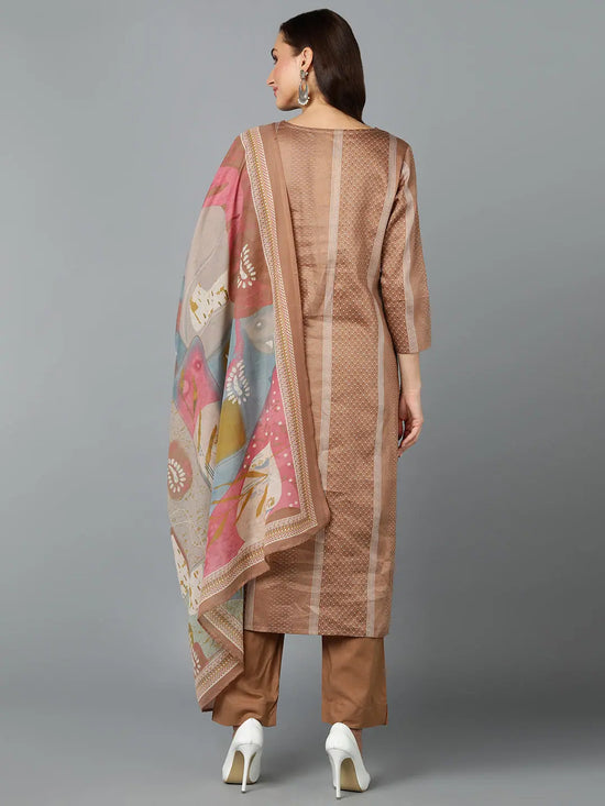 Silk Blend Light Brown Straight Kurta Pant-VKSKD1827_XS