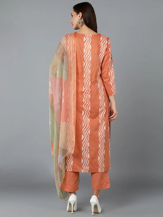 Silk Blend Rust Straight Kurta Pant With-VKSKD1837_XS