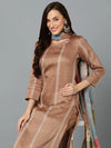 Silk Blend Light Brown Straight Kurta Pant-VKSKD1827A_XS