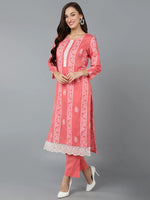 Silk Blend Blush Pink Straight Kurta Pant-VKSKD1838_XS