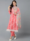 Silk Blend Blush Pink Straight Kurta Pant-VKSKD1838_XS