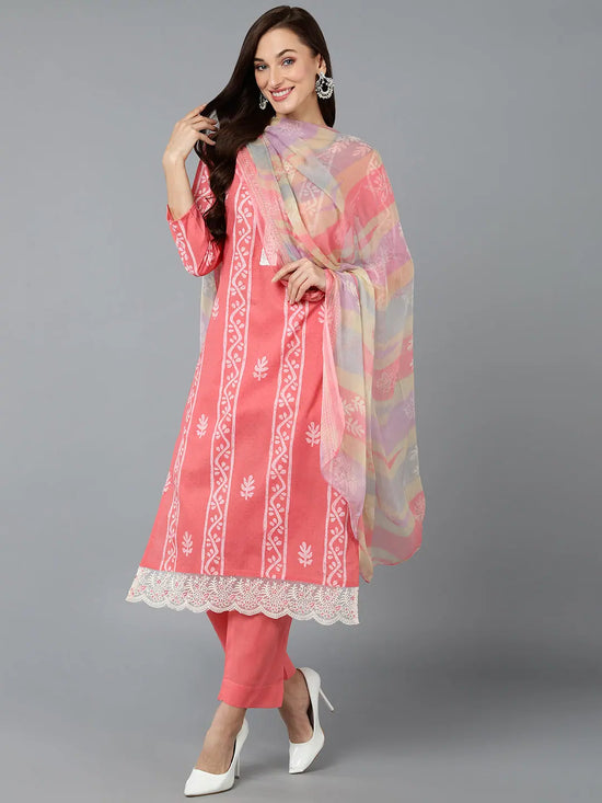 Silk Blend Blush Pink Straight Kurta Pant-VKSKD1838_XS