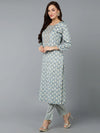 Silk Blend Blue Embroidered Straight Kurta Pant