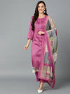 Silk Blend Deep Magenta Straight Kurta Pant-VKSKD1828A_XS