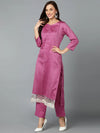 Silk Blend Deep Magenta Straight Kurta Pant-VKSKD1828A_XS