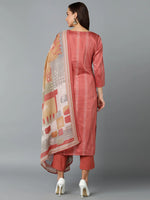 Silk Blend Blush Pink Straight Kurta Pant-VKSKD1820_XS