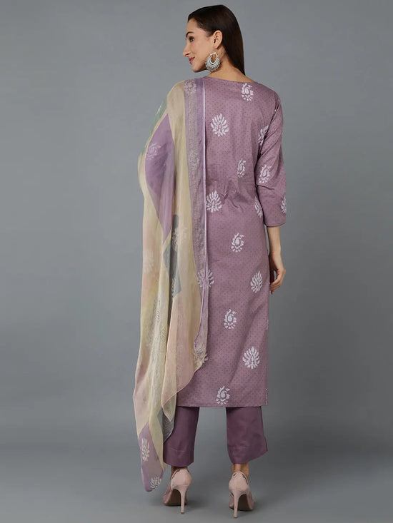 Silk Blend Lilac Straight Kurta Pant With-VKSKD1834A_XS