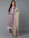 Silk Blend Lilac Straight Kurta Pant With-VKSKD1834A_XS