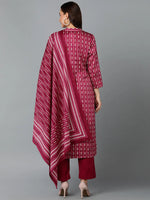 Silk Blend Tyrian Purple Straight Kurta Pant-VKSKD1811_XS