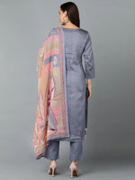 Silk Blend Grey Straight Kurta Pant With-VKSKD1832_XS