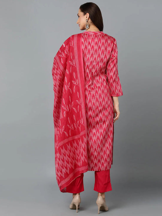 Silk Blend Rani Pink Straight Kurta Pant-VKSKD1813_XS