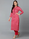 Silk Blend Rani Pink Straight Kurta Pant-VKSKD1813_XS