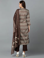 Silk Blend Chocolate Brown Straight Kurta Pant-VKSKD1816_XS