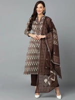 Silk Blend Chocolate Brown Straight Kurta Pant-VKSKD1816_XS