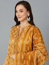 Silk Blend Ochre Yellow Straight Kurta Pant-VKSKD1815_XS