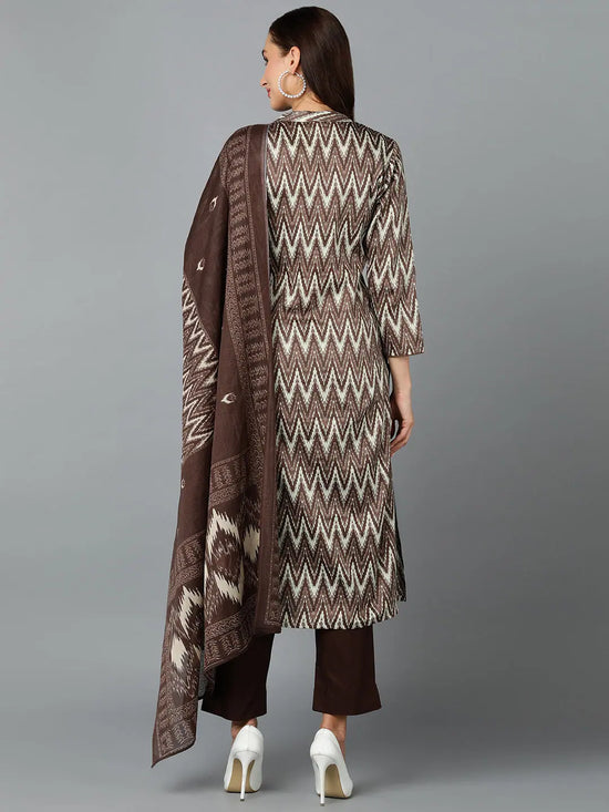 Silk Blend Chocolate Brown Straight Kurta Pant-VKSKD1816A_XS