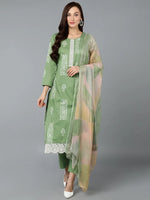 Silk Blend Sea Green Straight Kurta Pant-VKSKD1835A_XS