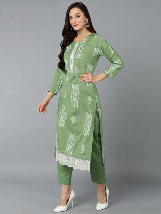 Silk Blend Sea Green Straight Kurta Pant-VKSKD1835A_XS