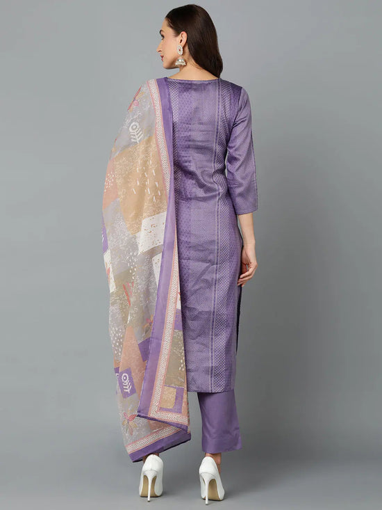 Silk Blend Soft Purple Straight Kurta Pant-VKSKD1831A_XS