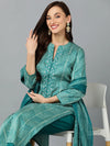 Silk Blend Rama Green Straight Kurta Pant-VKSKD1814_XS