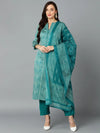 Silk Blend Rama Green Straight Kurta Pant-VKSKD1814_XS