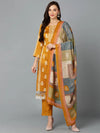 Silk Blend Ochre Yellow Straight Kurta Pant-VKSKD1806_XS