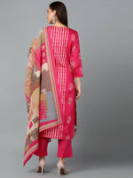 Silk Blend Rani Pink Straight Kurta Pant-VKSKD1809_XS