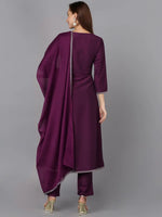 Eggplant Silk Blend Embroidered Festive wear Suit