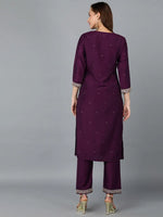 Silk Blend Purple Straight Kurta With Pant-VKSET1400_XS