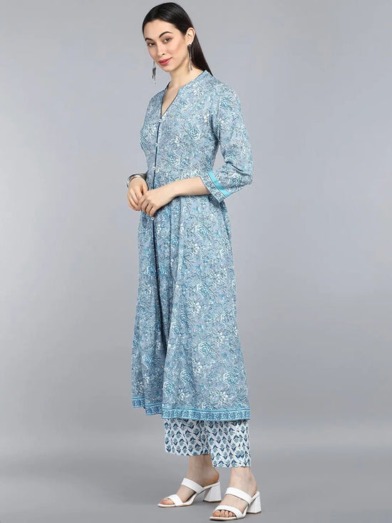 Ahika Pure Cotton Printed Kurta Pant Dupatta-VKSKD1124AB_S