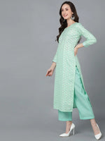 Ahika Women Cotton Woven Design Kurta Palazzos