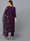 Purple Silk Blend Embroidered Party wear Suit-VKSKD1774_XS