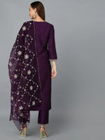 Purple Silk Blend Embroidered Party wear Suit-VKSKD1774_XS