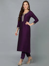 Purple Silk Blend Embroidered Party wear Suit-VKSKD1774_XS