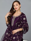 Purple Silk Blend Embroidered Party wear Suit-VKSKD1774_XS