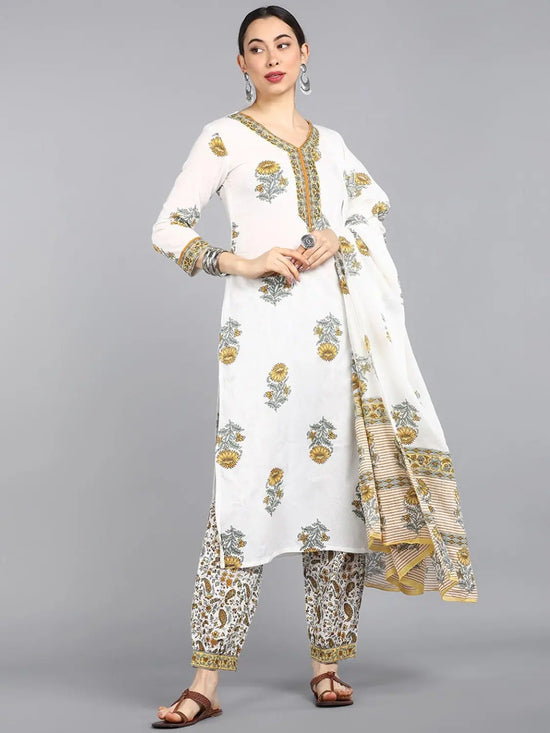 Ahika Cotton Printed Kurta Pant Dupatta Set-VKSKD1136E_L