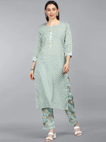 Ahika Cotton Printed Kurta Trousers Set-VKSET1193A_S