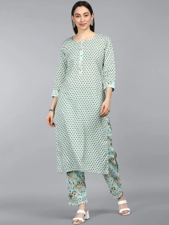 Ahika Cotton Printed Kurta Trousers Set-VKSET1193A_S