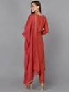 Rust Silk Blend Embroidered Party wear Suit