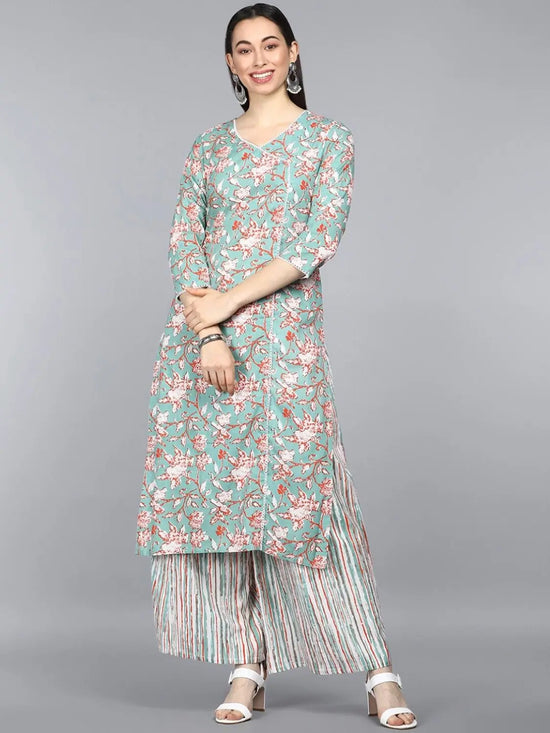 Ahika Pure Cotton Printed Kurta Pant Set-VKSET1205AB_S