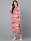 Peach Cotton Blend Straight Kurta With Pant-VKSET1393_XS